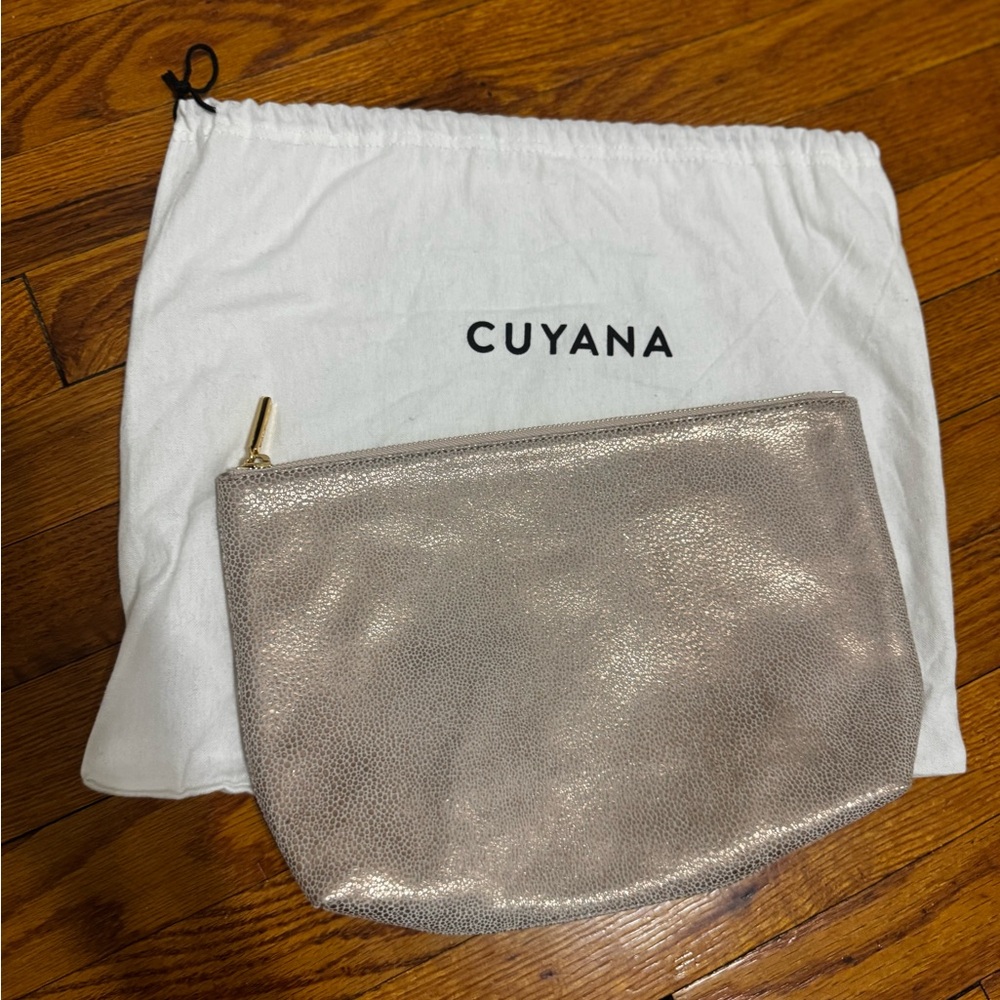 Rare cuyana gold clutch/bag zipper pouch